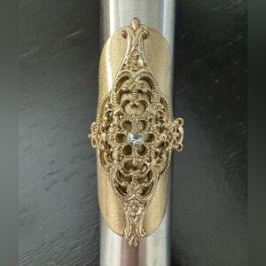 Gold and crystal statement cocktail ring